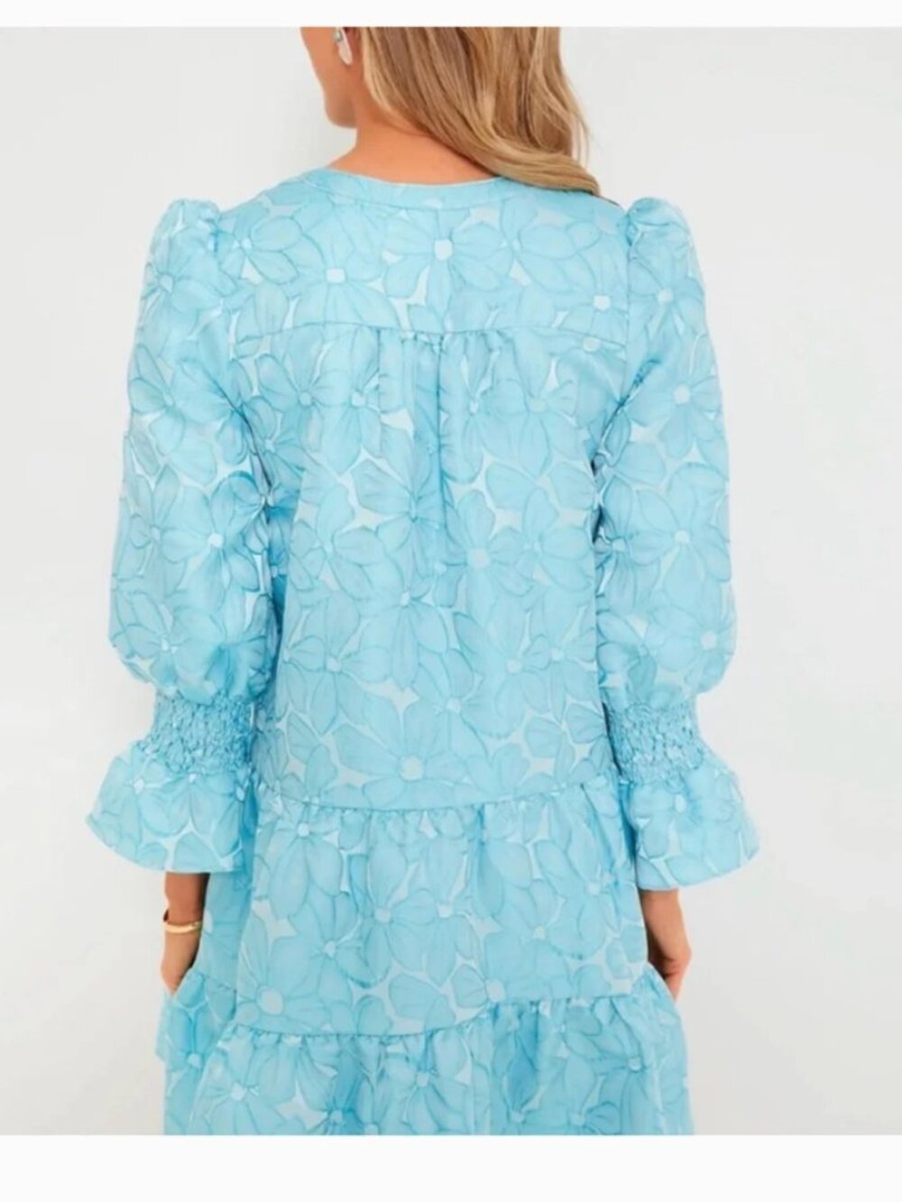 Tuckernuck Pomander Place Blue Daisy Jacquard Kenzo Dress Size XL - Picture 3 of 16